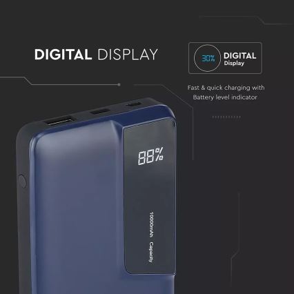 Power Bank s displejem 10000mAh/3,7V modrá