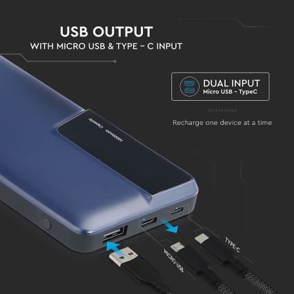 Power Bank s displejem 10000mAh/3,7V modrá