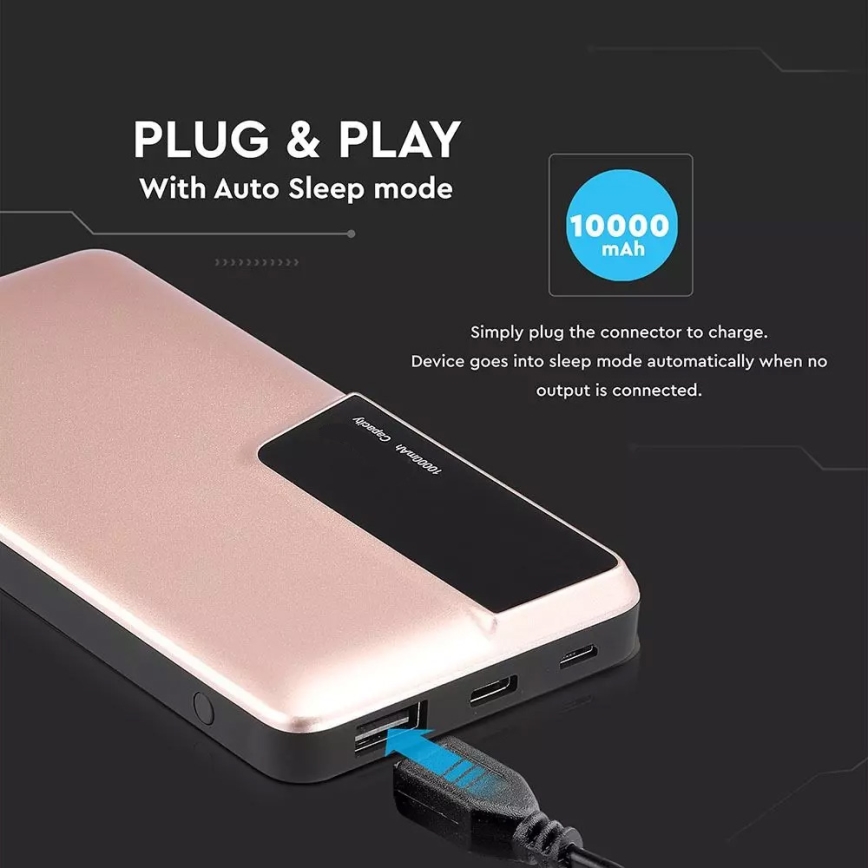 Power Bank s displejem 10000mAh/3,7V rose gold