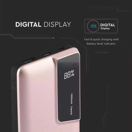 Power Bank s displejem 10000mAh/3,7V rose gold