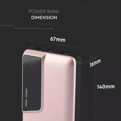 Power Bank s displejem 10000mAh/3,7V rose gold