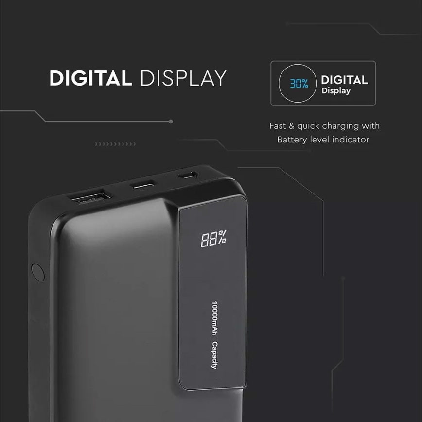 Power Bank s displejem 10000mAh/5V černá
