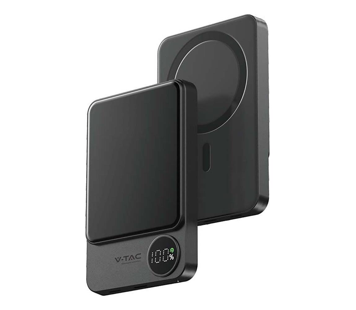 V-Tac Power Bank s displejem magnetická 10000mAh/5V černá VT1223