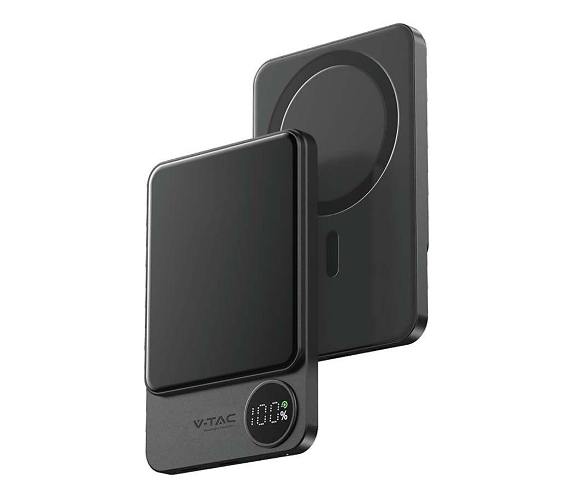 V-Tac Power Bank s displejem magnetická 5000mAh/5V černá VT1224