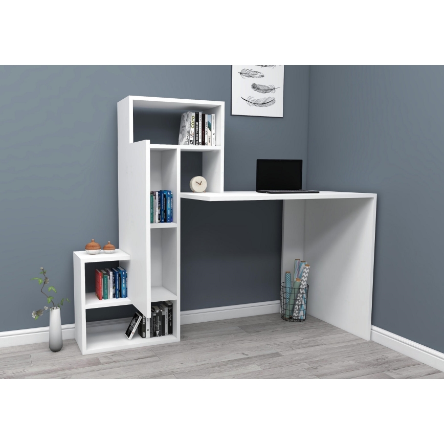 Pracovní stůl s policí IRMAK 139x55 cm bílá