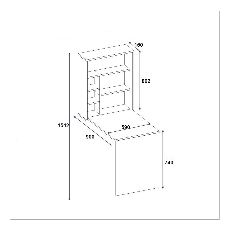 Pracovní stůl s policí SEDIR 90x59 cm bílá