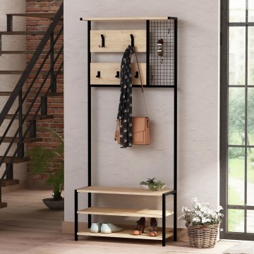 Předsíňová stěna NOMAD 182x78 černá/béžová