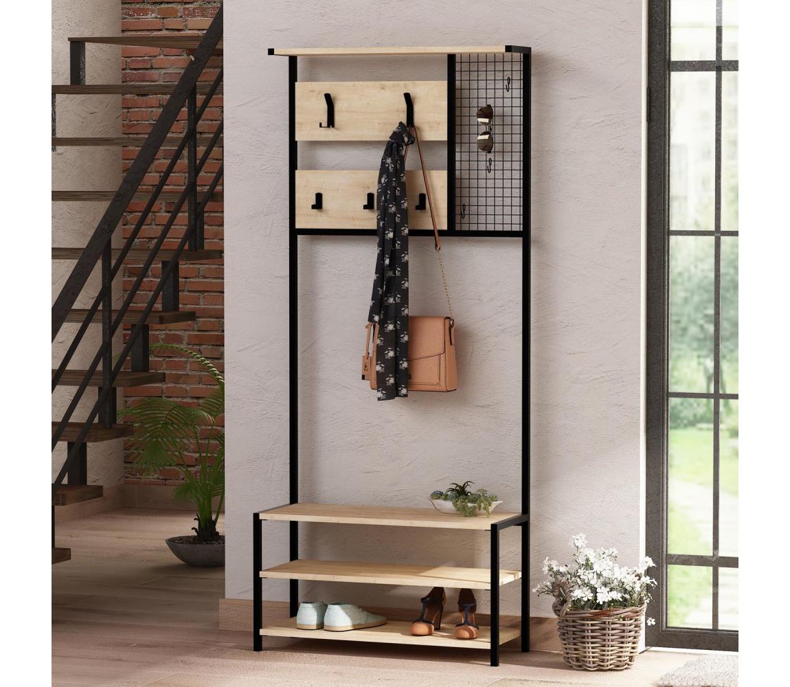 Asir Předsíňová stěna NOMAD 182x78 černá/béžová AS1107
