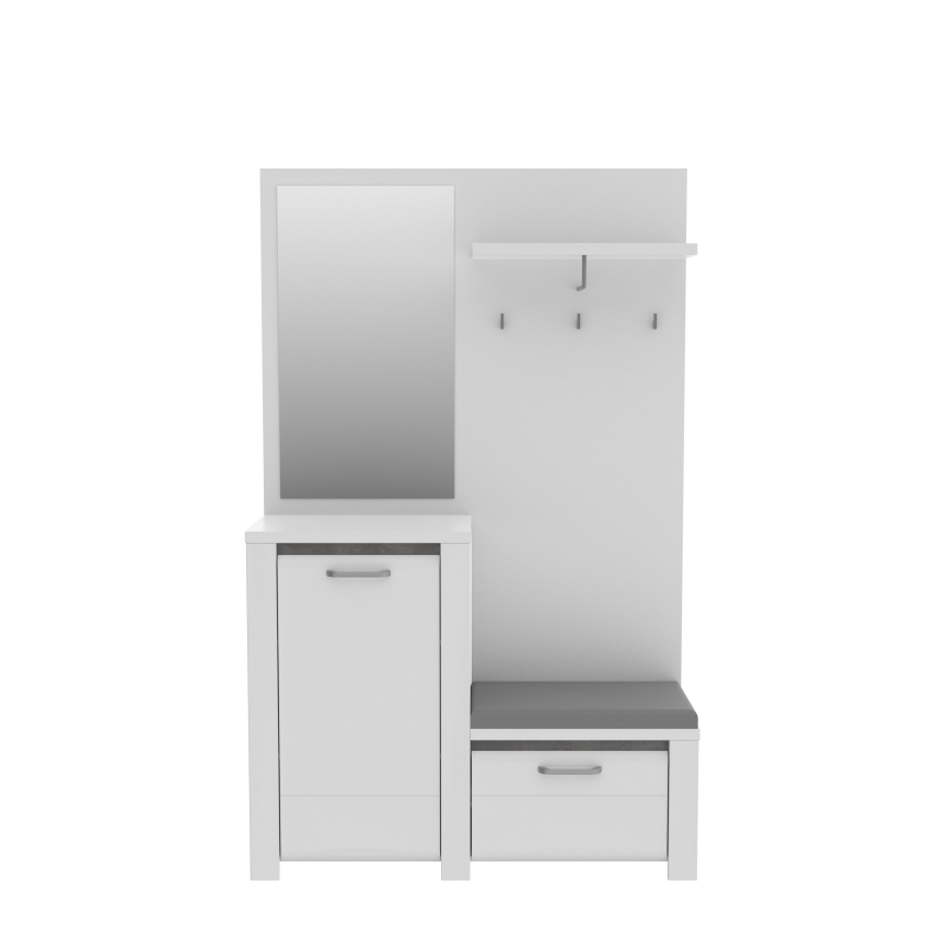 Předsíňová stěna se zrcadlem HIRO bílá/šedá