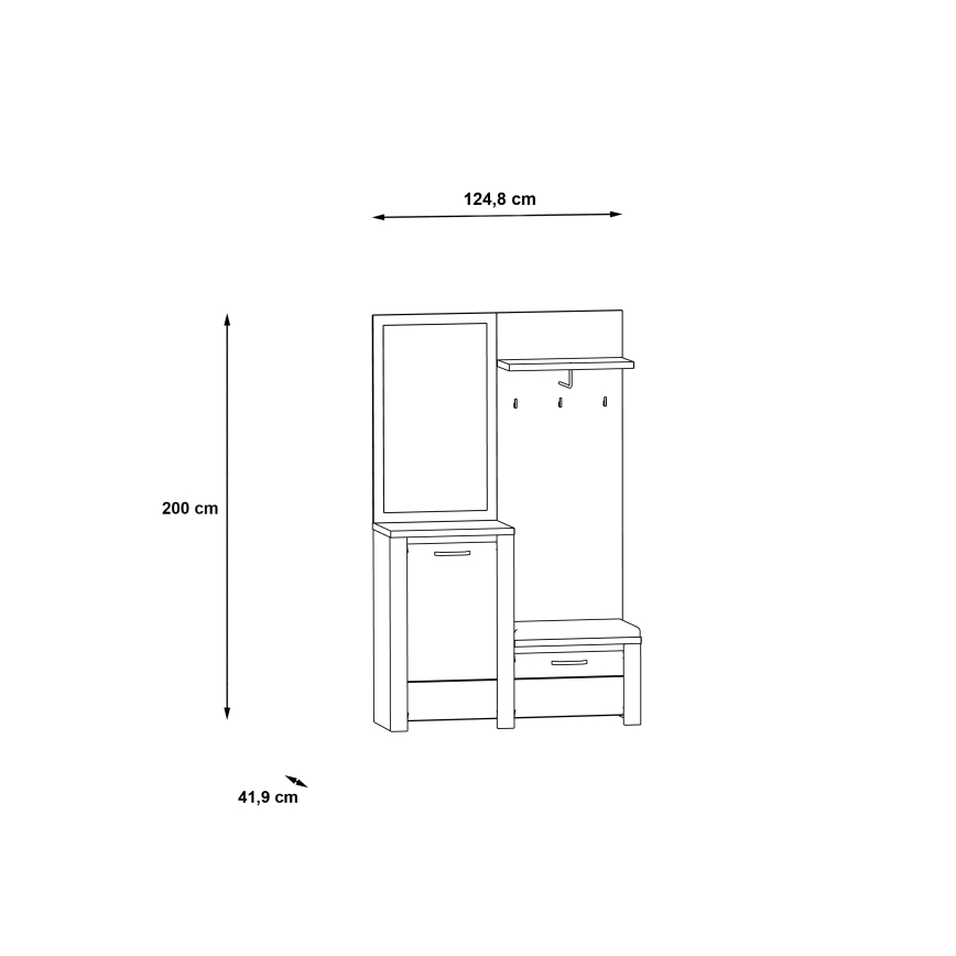 Předsíňová stěna se zrcadlem HIRO bílá/šedá