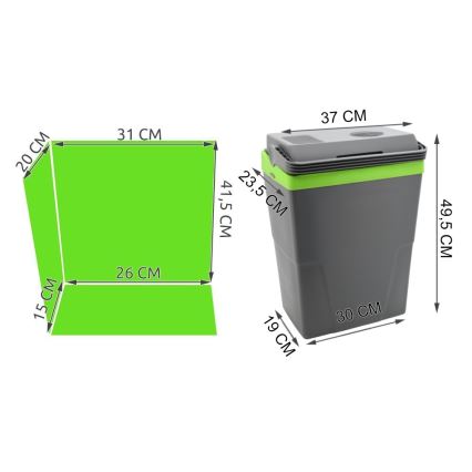 Přenosná autochladnička 22 l 55W/12V/230V šedá/zelená