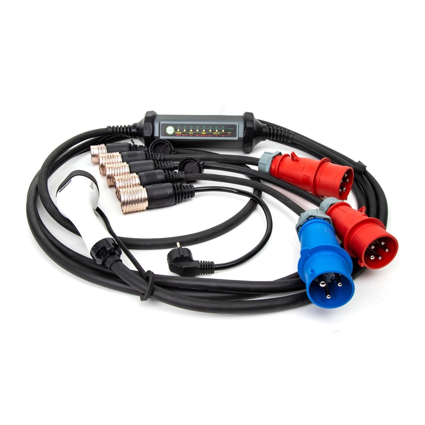 Přenosná nabíječka pro elektromobily se 4 adaptéry Type 2 32A/480V 22kW 7m IP67