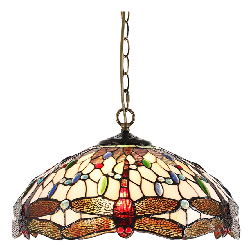Prezent 1708 - Lustr na řetězu TIFFANY 2xE27/60W/230V