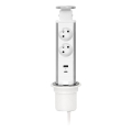 Přípojný zásuvkový sloupek pro desku stolu 2x230V + USB-A + USB-C