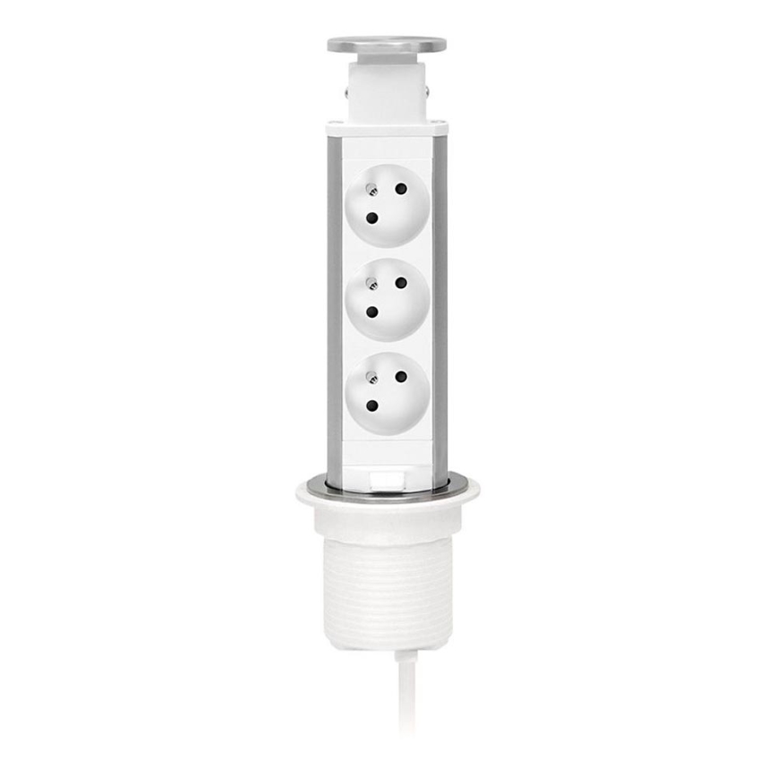 Přípojný zásuvkový sloupek pro desku stolu 3x230V