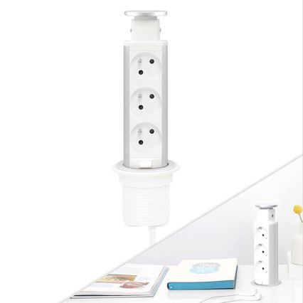 Přípojný zásuvkový sloupek pro desku stolu 3x230V