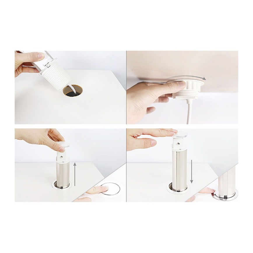 Přípojný zásuvkový sloupek pro desku stolu 3x230V