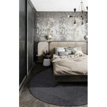 Přírodní kulatý koberec FIR WOOL 160 cm 2600 g/m2 antracit