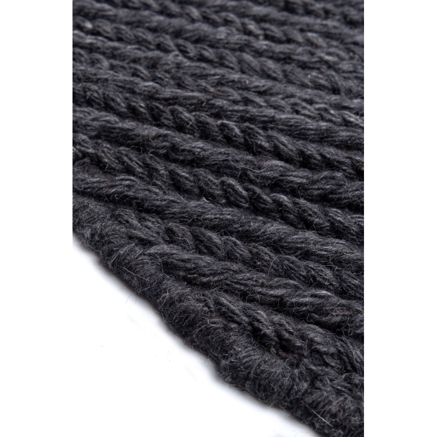 Přírodní kulatý koberec FIR WOOL 160 cm 2600 g/m2 antracit