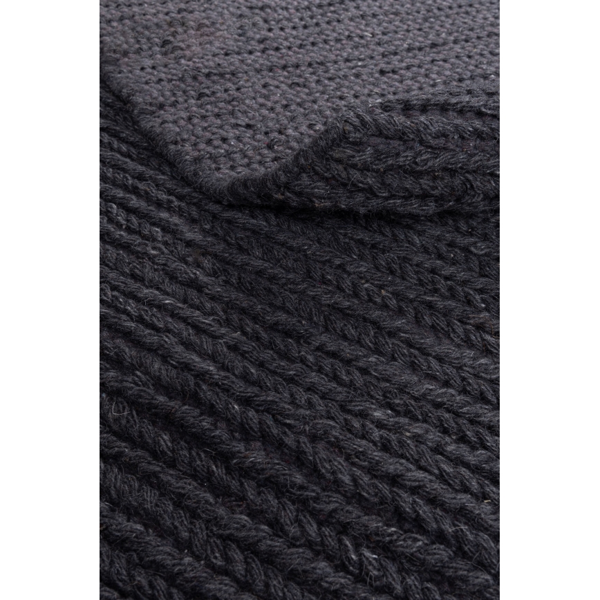 Přírodní kulatý koberec FIR WOOL 160 cm 2600 g/m2 antracit