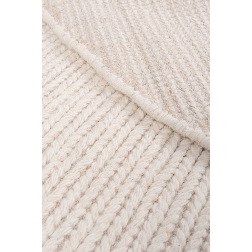 Přírodní kulatý koberec FIR WOOL 160 cm 2600 g/m2 krémová