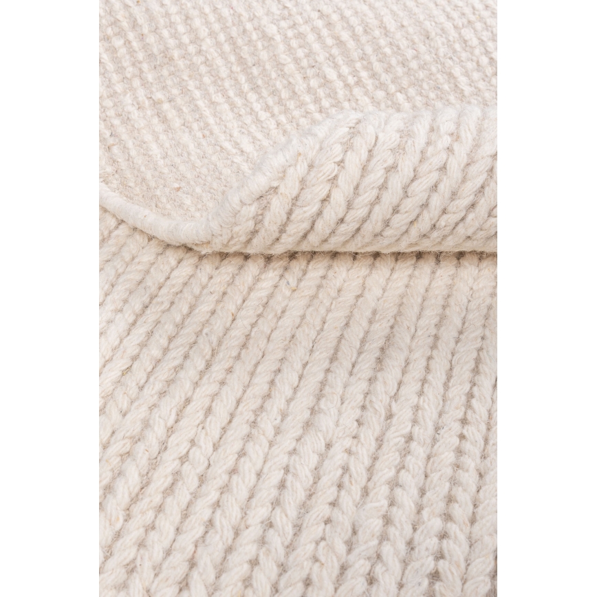 Přírodní kulatý koberec FIR WOOL 160 cm 2600 g/m2 krémová