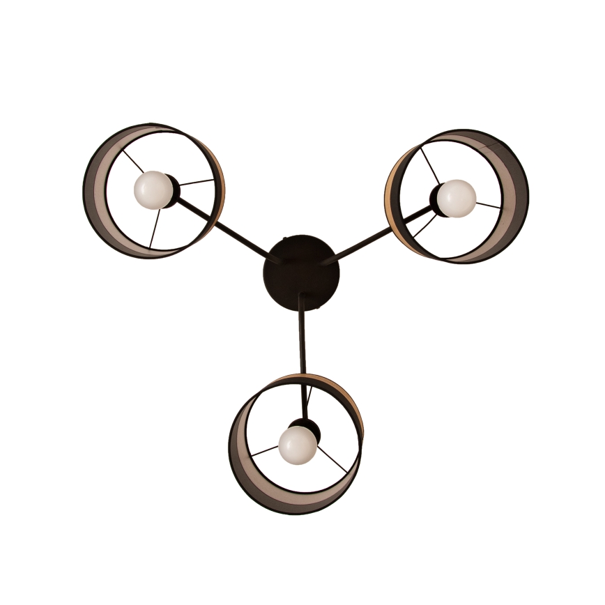 Přisazený lustr ALBA 3xE27/15W/230V pr. 66 cm černá/hnědá