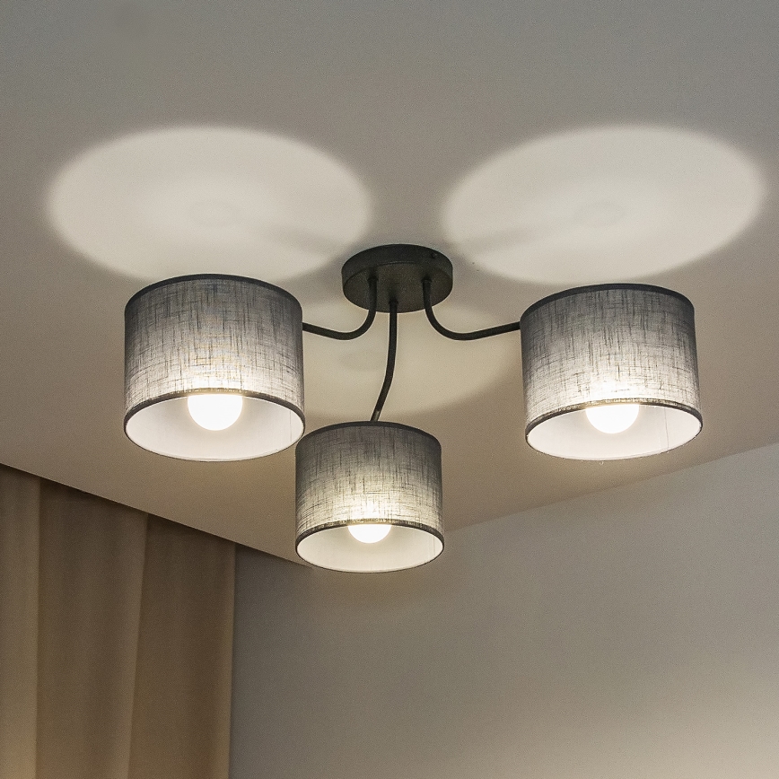 Přisazený lustr ALBA 3xE27/15W/230V šedá