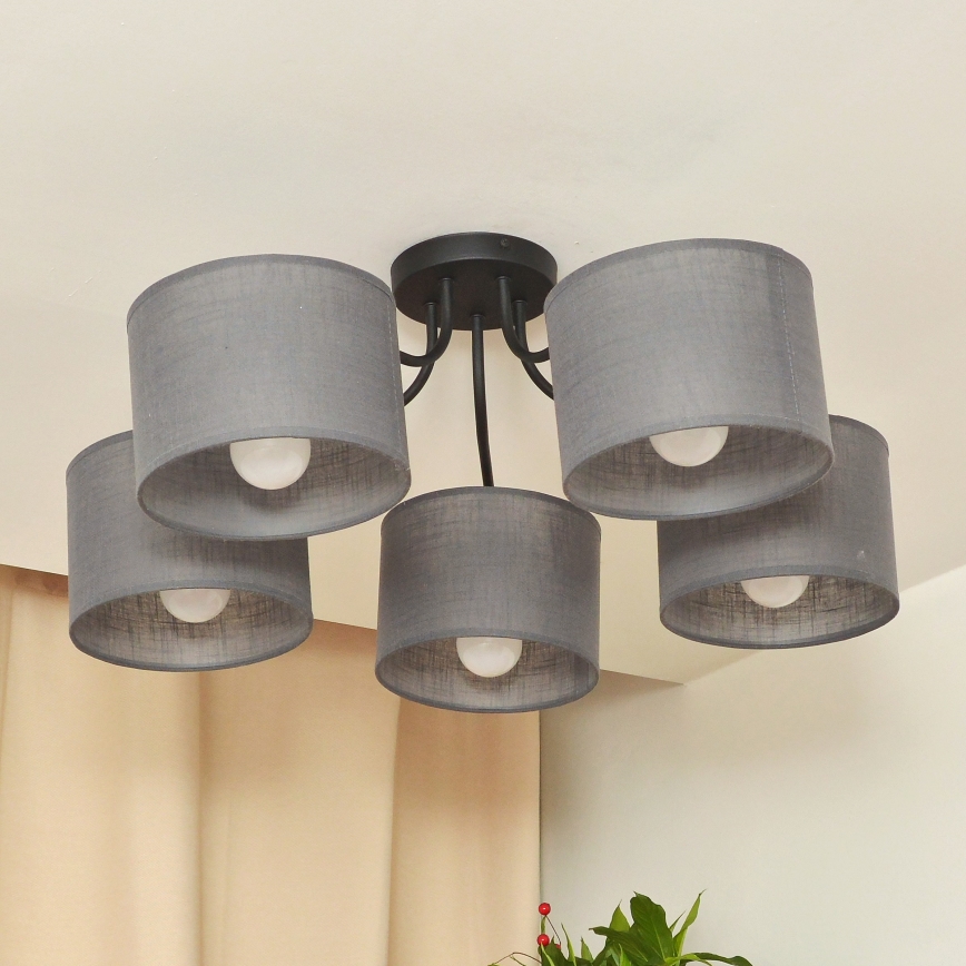 Přisazený lustr ALBA 5xE27/15W/230V šedá