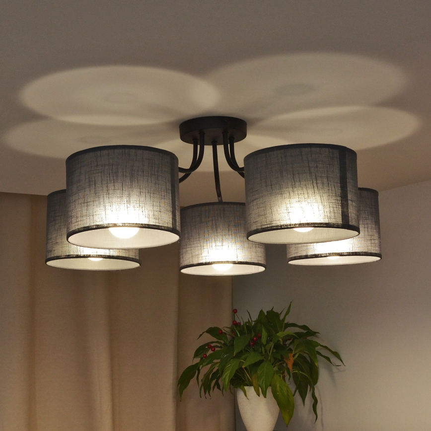 Přisazený lustr ALBA 5xE27/15W/230V šedá