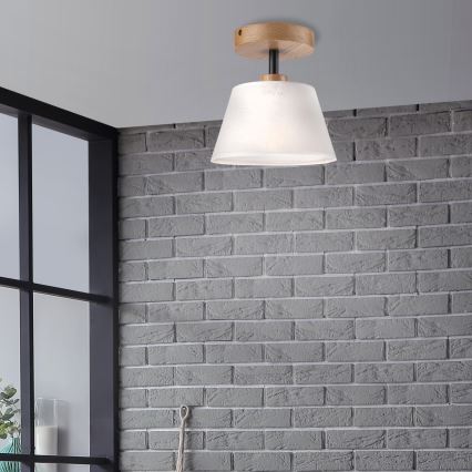 Přisazený lustr ANTONIO 1xE14/60W/230V bílá/dub