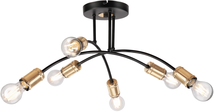 Přisazený lustr ANYA 6xE27/15W/230V černá/zlatá