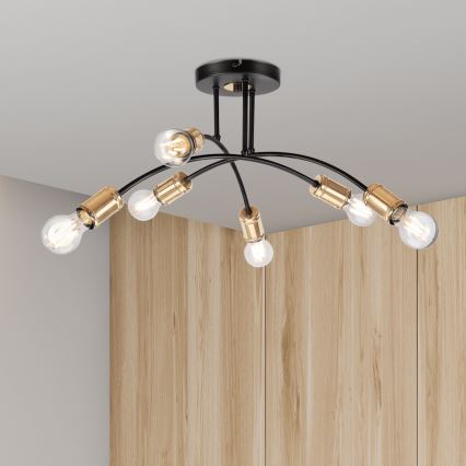 Přisazený lustr ANYA 6xE27/15W/230V černá/zlatá