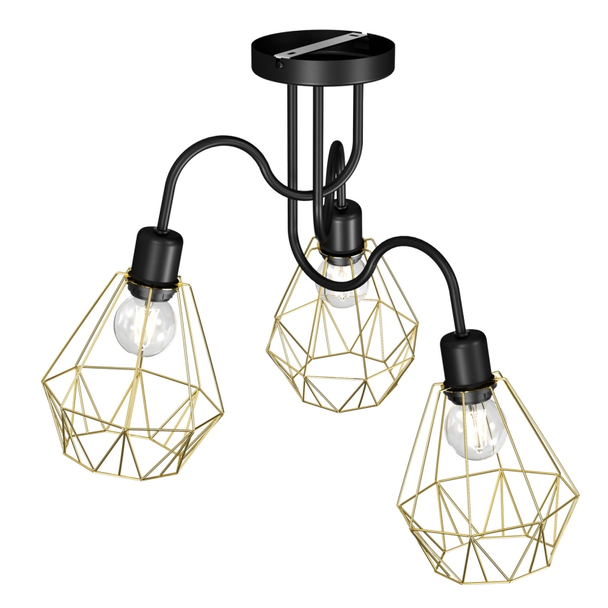 Přisazený lustr BERGEN 3xE27/60W/230V černá/zlatá