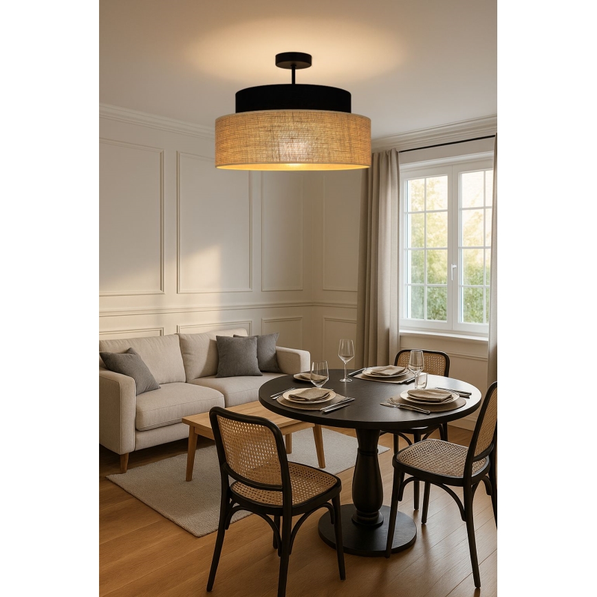 Přisazený lustr BOHO 1xE27/60W/230V černá/béžová