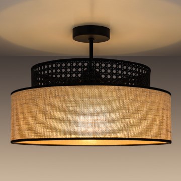 Přisazený lustr BOHO 1xE27/60W/230V černá/ratan