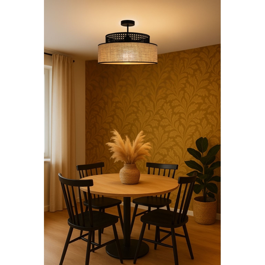 Přisazený lustr BOHO 1xE27/60W/230V černá/ratan