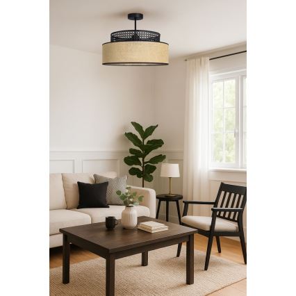 Přisazený lustr BOHO 1xE27/60W/230V černá/ratan