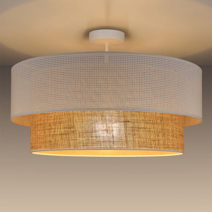 Přisazený lustr BORHO 1xE27/60W/230V pr. 40 cm bílá/juta