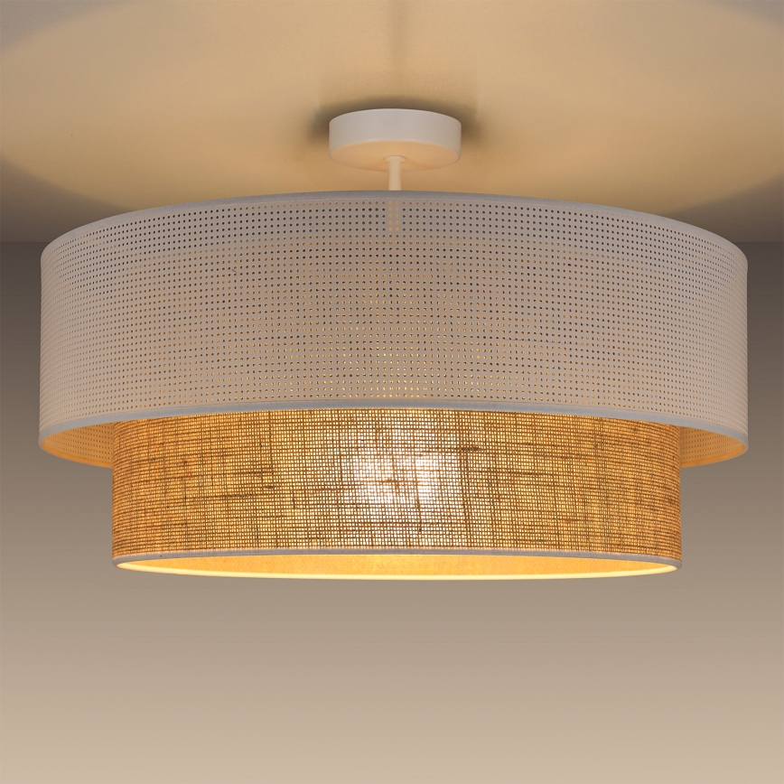 Přisazený lustr BORHO 1xE27/60W/230V pr. 40 cm bílá/juta