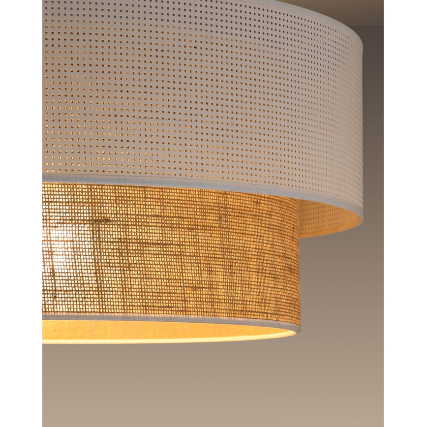 Přisazený lustr BORHO 1xE27/60W/230V pr. 50 cm bílá/juta