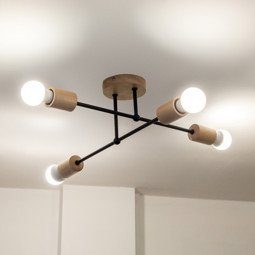 Přisazený lustr CAMBRIDGE 4xE27/15W/230V borovice