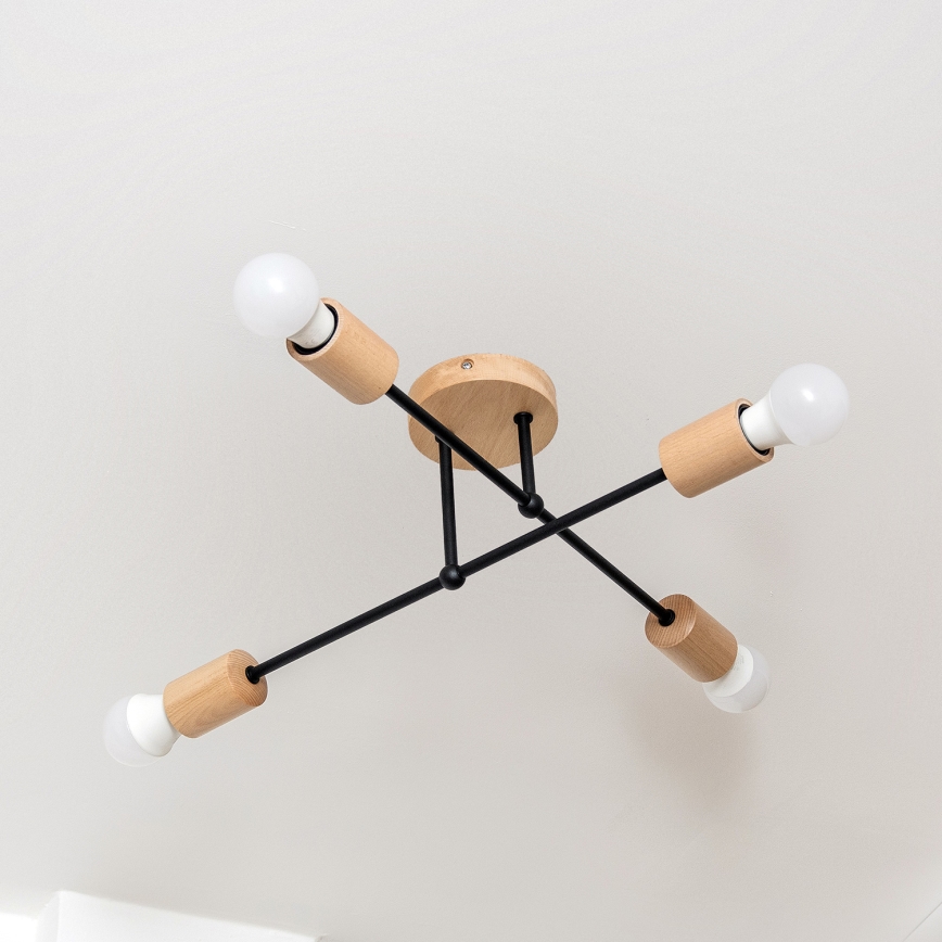 Přisazený lustr CAMBRIDGE 4xE27/15W/230V borovice