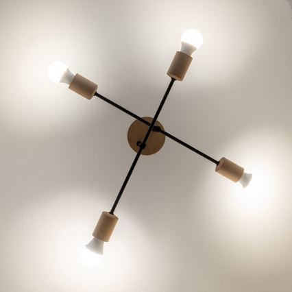 Přisazený lustr CAMBRIDGE 4xE27/15W/230V borovice