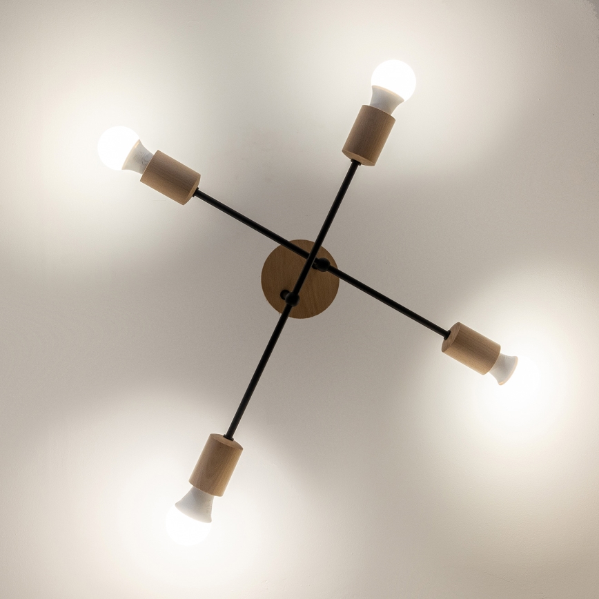 Přisazený lustr CAMBRIDGE 4xE27/15W/230V borovice