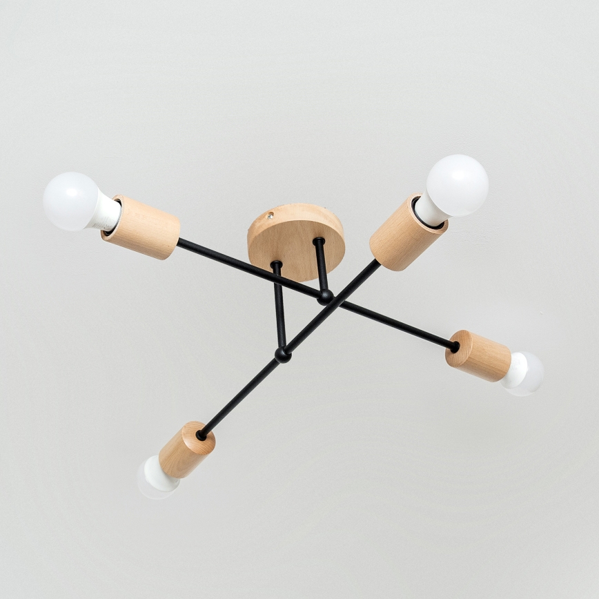 Přisazený lustr CAMBRIDGE 4xE27/15W/230V borovice