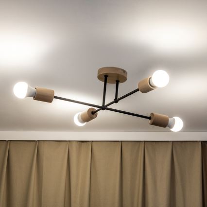 Přisazený lustr CAMBRIDGE 4xE27/15W/230V borovice