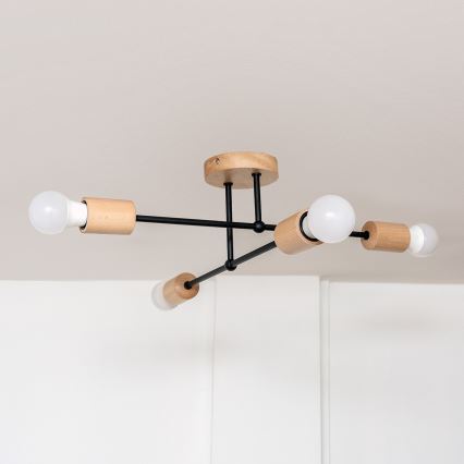 Přisazený lustr CAMBRIDGE 4xE27/15W/230V borovice