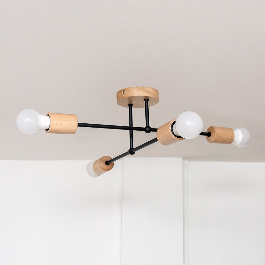 Přisazený lustr CAMBRIDGE 4xE27/15W/230V borovice