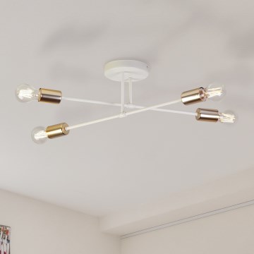 Přisazený lustr CAMBRIDGE 4xE27/15W/230V mosaz/bílá